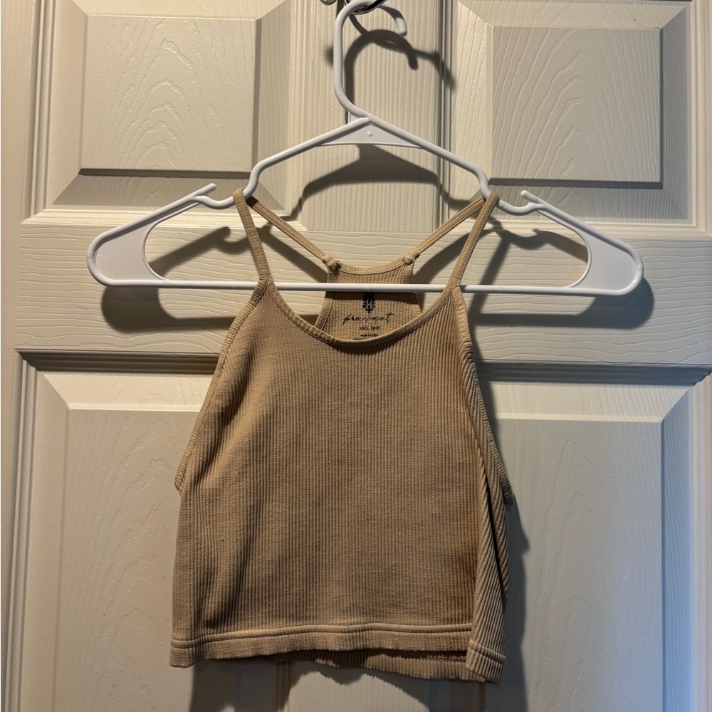 Tan Ribbed Crop Top